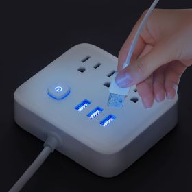 1pc Power Strip; Power Strip Surge Protector; 3 AC Outlets 3 USB 1 Power Button; Flat Plug; Desktop Charging Station With Overload Protection; Fo (Color: White)